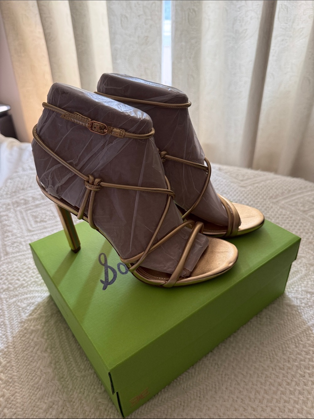 Sam Edelman Metallic Gold Strappy Stiletto Sandals